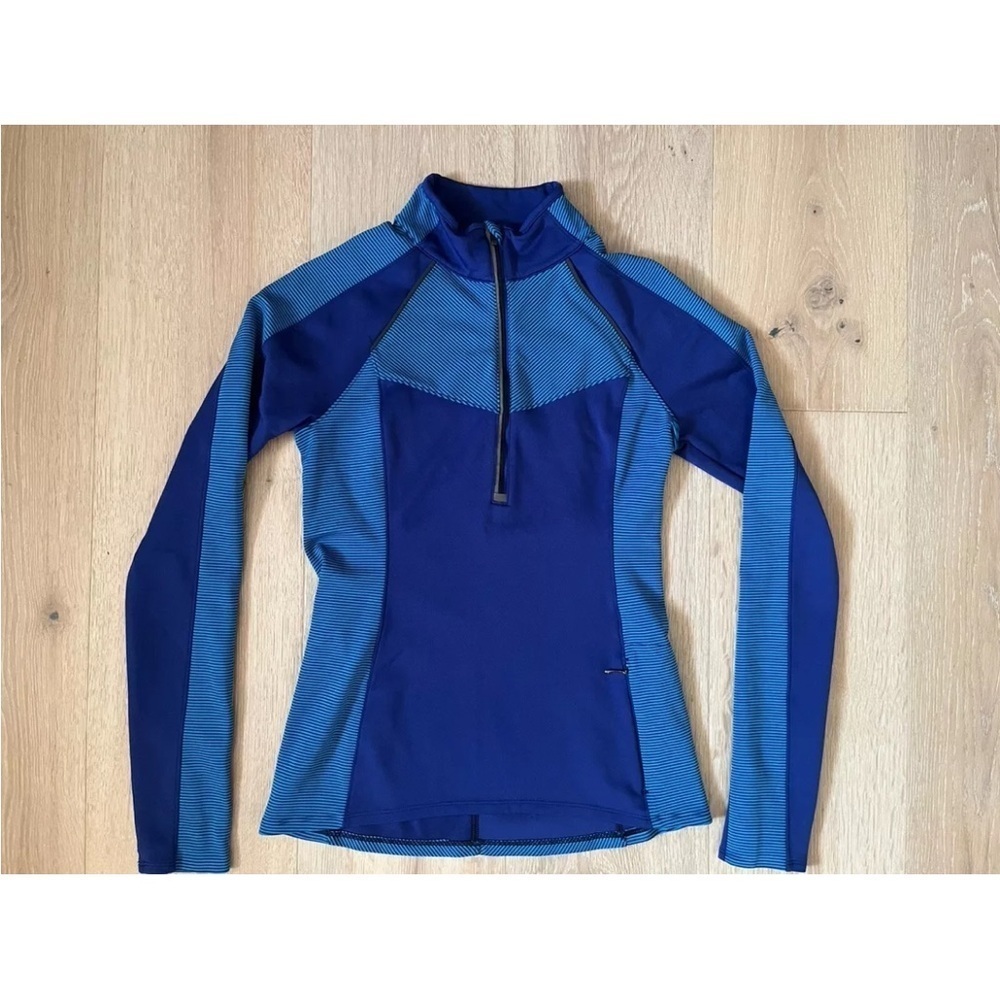 New Athleta  Half Zip Shirt Top Running Blue Two Tons Sz Xs *C17